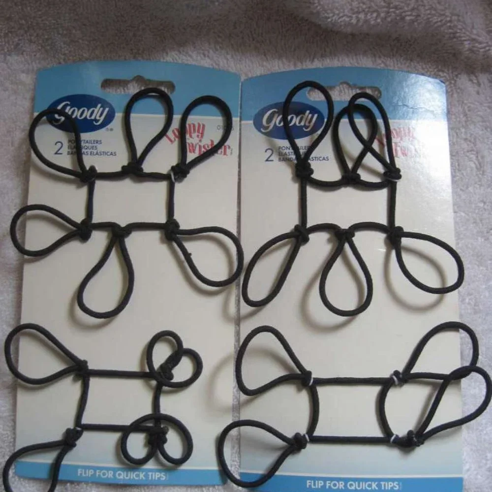 2 Goody Loopy Twister Ponytailer Hair Bands 2002 Old Product Fun Style! No Metal